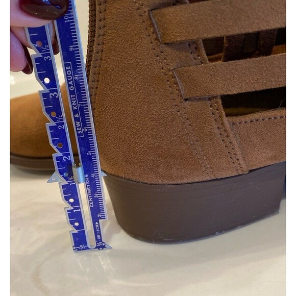 American Eagle Outfitters Ankle Boots Size 9.5 Brown Faux Suede Zipper Back - Picture 7 of 12